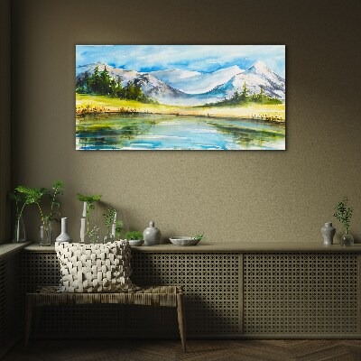 Tableau en verre Paysage de montagne à l'aquarelle