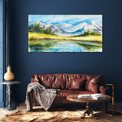 Tableau en verre Paysage de montagne à l'aquarelle