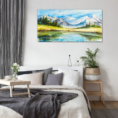 Tableau en verre Paysage de montagne à l'aquarelle