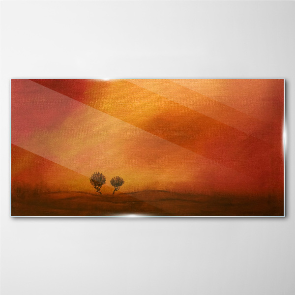 Tableau sur verre Coucher de soleil à l'horizon