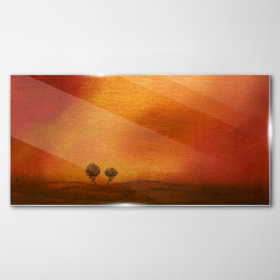 Tableau sur verre Coucher de soleil à l'horizon