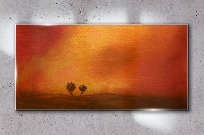 Tableau sur verre Coucher de soleil à l'horizon