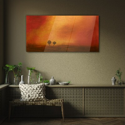 Tableau sur verre Coucher de soleil à l'horizon