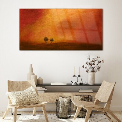 Tableau sur verre Coucher de soleil à l'horizon