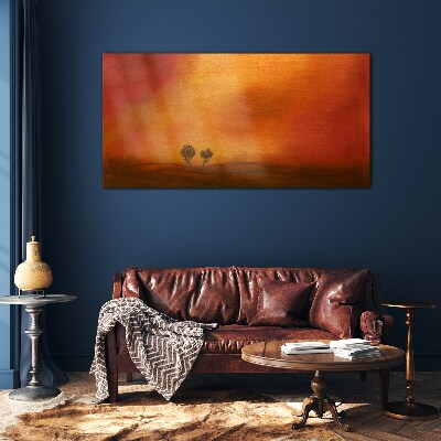 Tableau sur verre Coucher de soleil à l'horizon