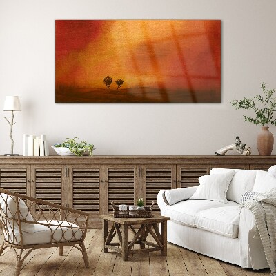 Tableau sur verre Coucher de soleil à l'horizon