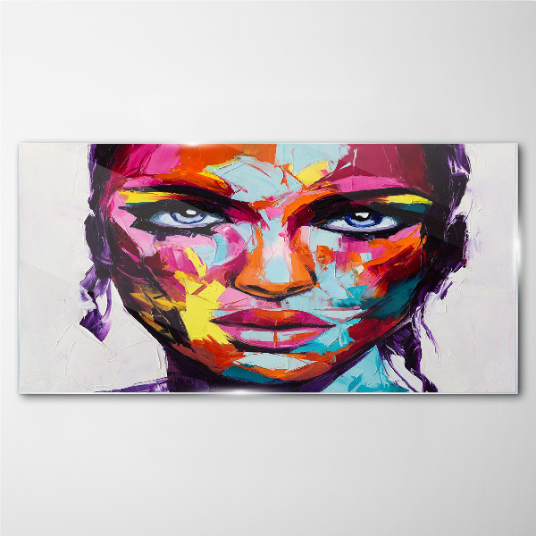 Tableau imprimé sur verre Portrait coloré d'une femme