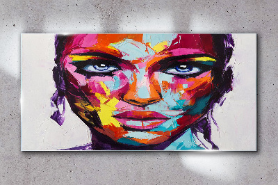Tableau imprimé sur verre Portrait coloré d'une femme