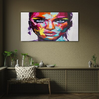 Tableau imprimé sur verre Portrait coloré d'une femme