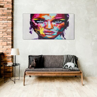 Tableau imprimé sur verre Portrait coloré d'une femme
