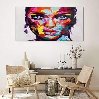 Tableau imprimé sur verre Portrait coloré d'une femme