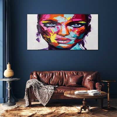Tableau imprimé sur verre Portrait coloré d'une femme