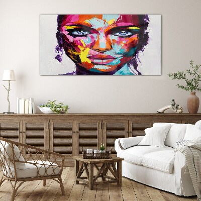 Tableau imprimé sur verre Portrait coloré d'une femme