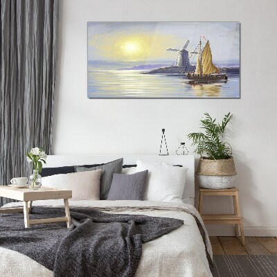 Tableau photo sur verre Un port tranquille au coucher du soleil