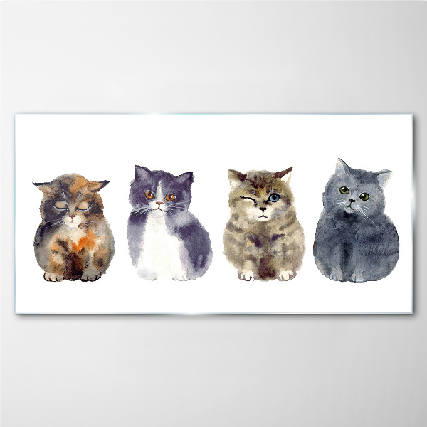 Tableau en verre Portraits de chats à l'aquarelle