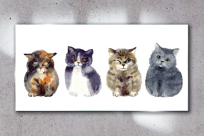 Tableau en verre Portraits de chats à l'aquarelle