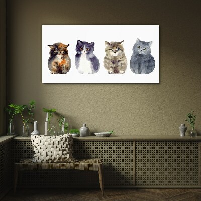 Tableau en verre Portraits de chats à l'aquarelle