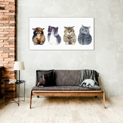 Tableau en verre Portraits de chats à l'aquarelle