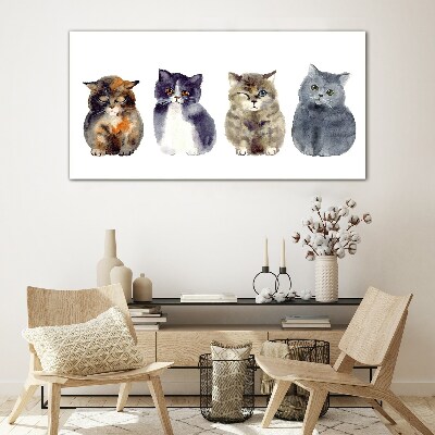 Tableau en verre Portraits de chats à l'aquarelle