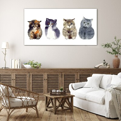 Tableau en verre Portraits de chats à l'aquarelle