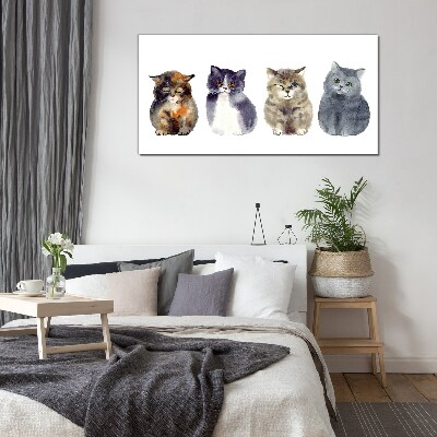 Tableau en verre Portraits de chats à l'aquarelle