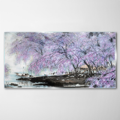 Tableau sur verre Floraison printanière