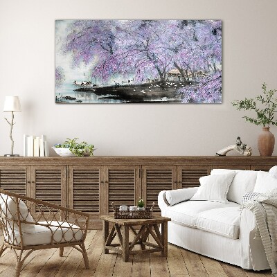 Tableau sur verre Floraison printanière