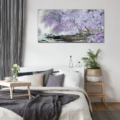 Tableau sur verre Floraison printanière