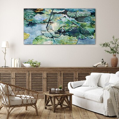 Tableau photo sur verre Arroser les fleurs avec des gouttes de pluie