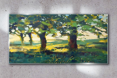 Tableau en verre Arbres d'été au soleil