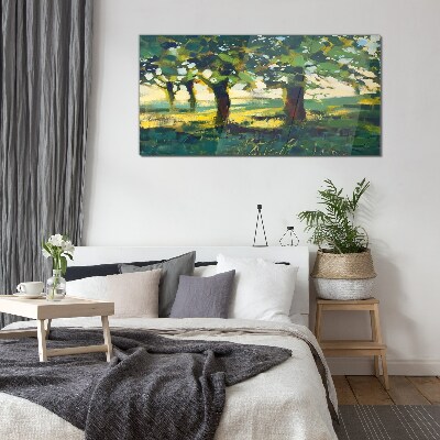 Tableau en verre Arbres d'été au soleil