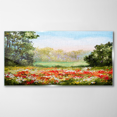 Tableau en verre Un paysage floral d'un matin d'été
