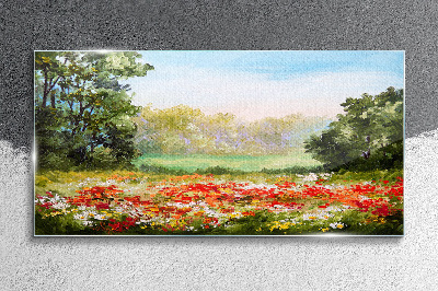Tableau en verre Un paysage floral d'un matin d'été