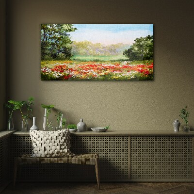 Tableau en verre Un paysage floral d'un matin d'été