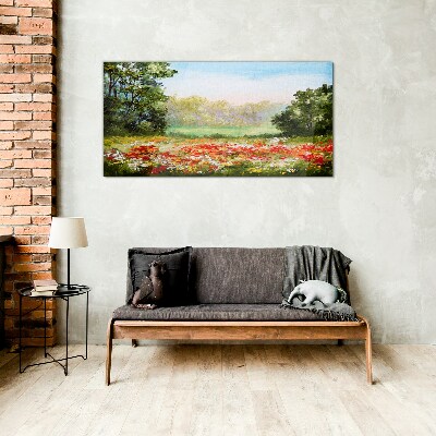 Tableau en verre Un paysage floral d'un matin d'été