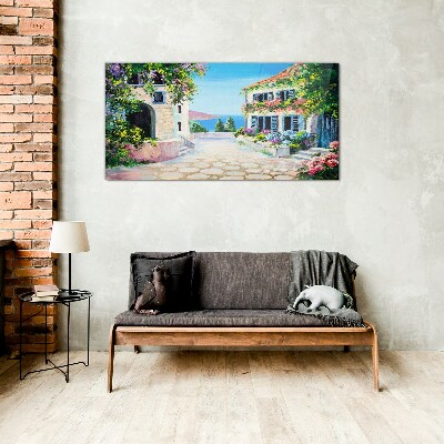 Tableau imprimé sur verre Une charmante ville balnéaire