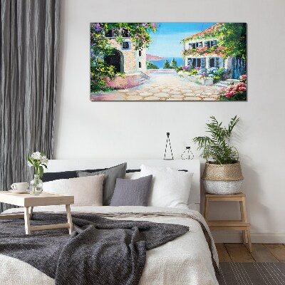 Tableau imprimé sur verre Une charmante ville balnéaire