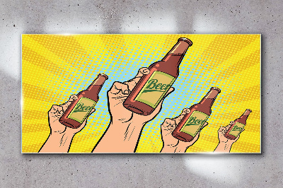 Tableau sur verre Un toast joyeux avec de la bière
