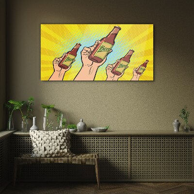 Tableau sur verre Un toast joyeux avec de la bière