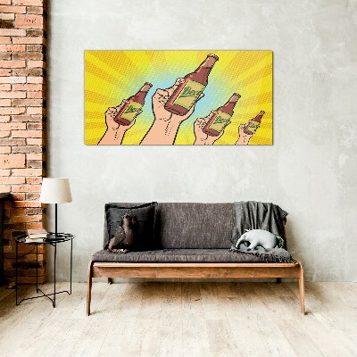 Tableau sur verre Un toast joyeux avec de la bière
