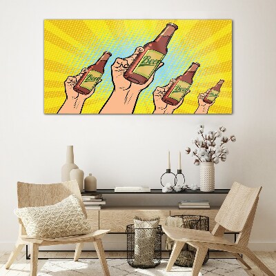 Tableau sur verre Un toast joyeux avec de la bière