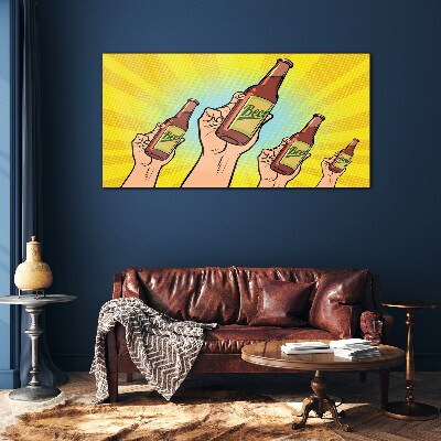 Tableau sur verre Un toast joyeux avec de la bière