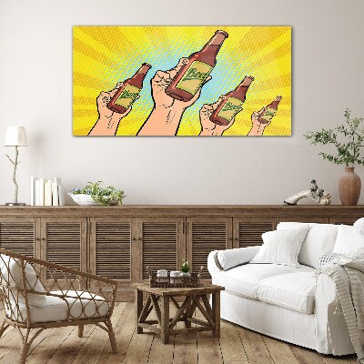Tableau sur verre Un toast joyeux avec de la bière
