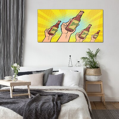 Tableau sur verre Un toast joyeux avec de la bière