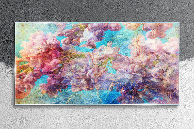 Tableau en verre Un paysage floral aux tons pastel