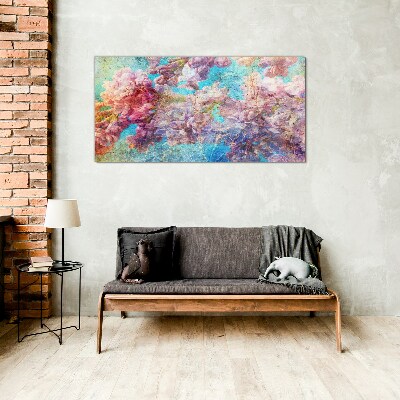 Tableau en verre Un paysage floral aux tons pastel
