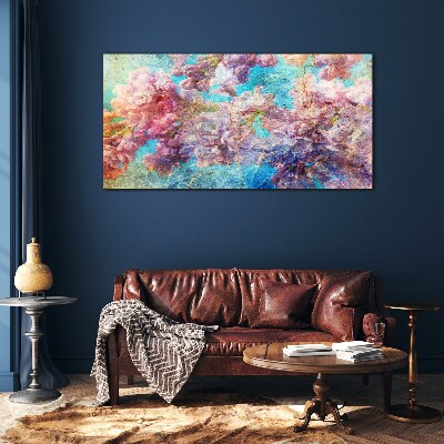 Tableau en verre Un paysage floral aux tons pastel