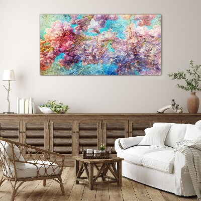 Tableau en verre Un paysage floral aux tons pastel
