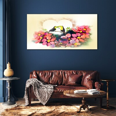 Tableau imprimé sur verre L'amour parmi les fleurs