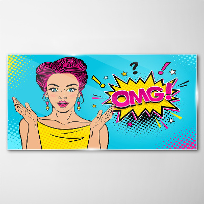 Tableau verre imprimé La surprise dans le Pop Art